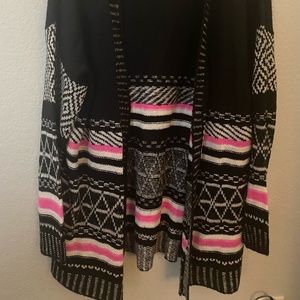 Fashion Nova open front cardigan 2X Black Pink